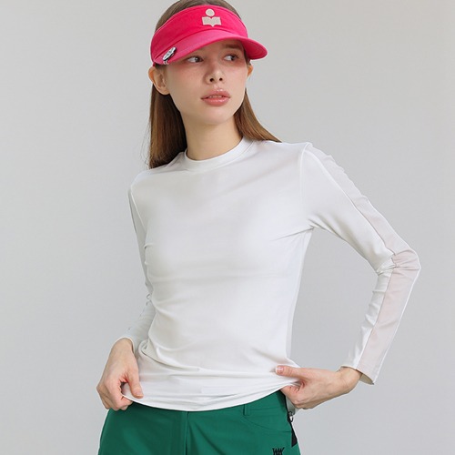 LVPG 여성 기능성 배색 라운드 신축성 파크골프 티셔츠