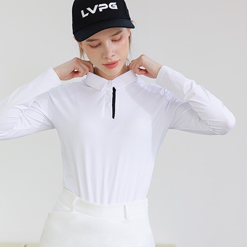 LVPG 여성 기능성 베이직 배색카라 파크골프 티셔츠